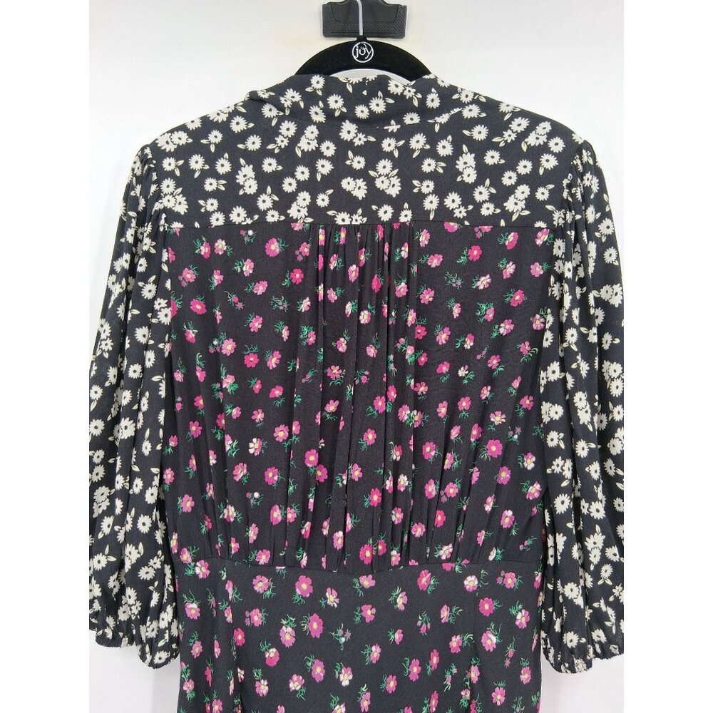RIXO Annika Black Floral Maxi Dress With Tie Neck Size Small Mixed Print - Picture 7 of 15